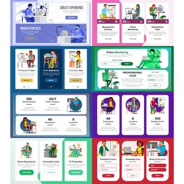 Website Banners Set Vector. Horizontal, Vertical. Site Scheme Template. Front Illustrazione stock