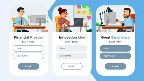 Website Banners Vector. Business Website. Site Scheme Template. Cartoon People Stock Illustration