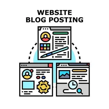 Website blog posting and content creation strategy Stock Illustration