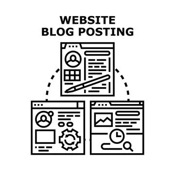 Website blog posting and content creation strategy Stock Illustration
