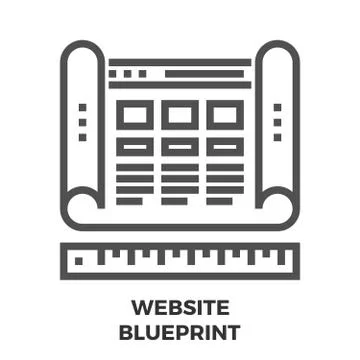 Website Blueprint Line Icon Stock Illustration