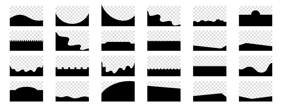 Website bottom border and header set with drops, waves, organic and geometric Stock Illustration