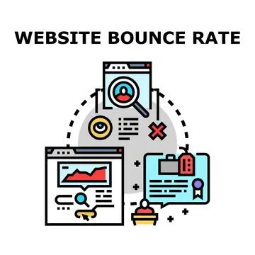Website bounce rate decreasing user engagement concept Stock Illustration