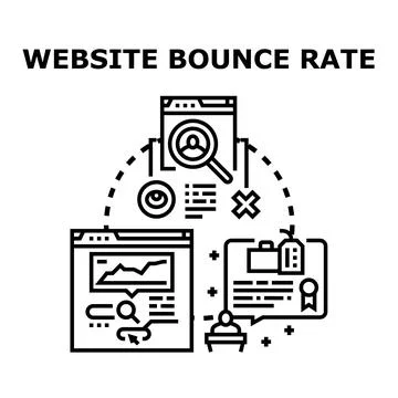 Website bounce rate decreasing user engagement concept Stock Illustration