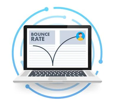 Website Bounce rate, exit rate, internet marketing. Vector stock illustration. Illustrazione stock
