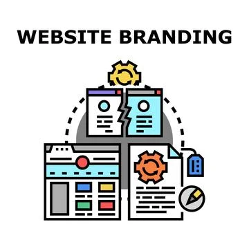 Website branding concept illustrating development and online identity 스톡 일러스트