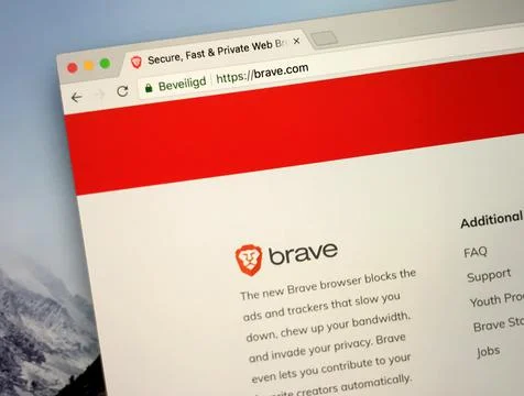 Website of Brave webbrowser Stock Photos