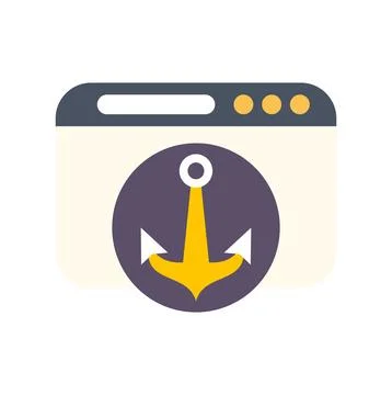Website browser with anchor link symbol 库存插图