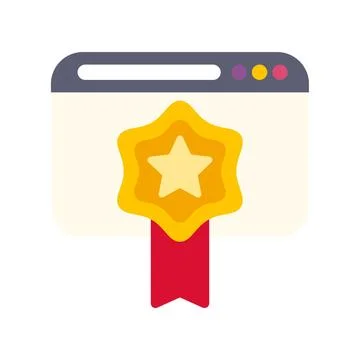 Website browser with gold star quality ribbon award Illustrazione stock
