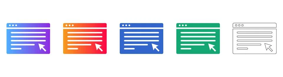 Website Browser Interface Icon Set Stock Illustration