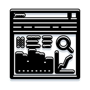 Website browser interface presenting data analytics dashboard Stock Illustration