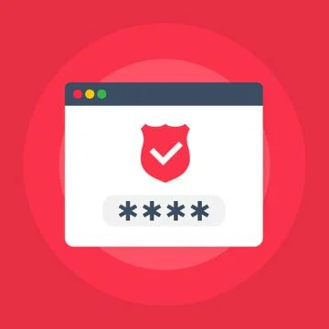 Website in browser logged in or unlocked via fingerprint password bubble noti Stock Illustration