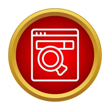 Website browser searching data icon red button Stockillustratie