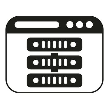 Website browser with server racks and database hosting Illustrazione stock
