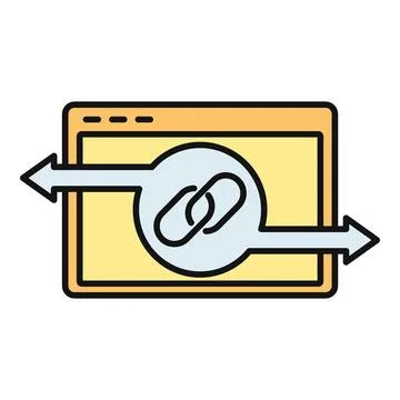 Website browser showing backlink icon with arrows Illustrazione stock