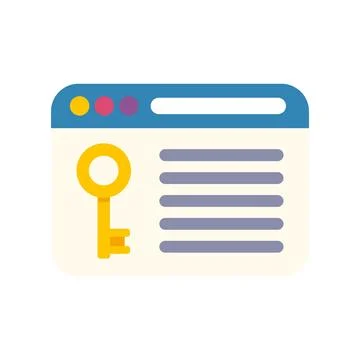 Website browser showing key for seo keywords Illustrazione stock