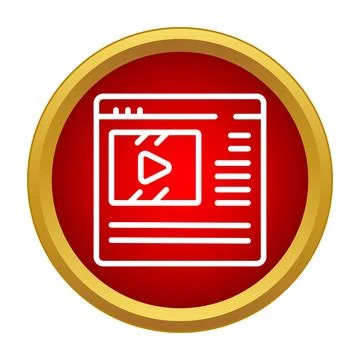 Website browser showing video player interface icon Stock Illustration