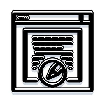 Website browser window with content editing symbol Illustrazione stock