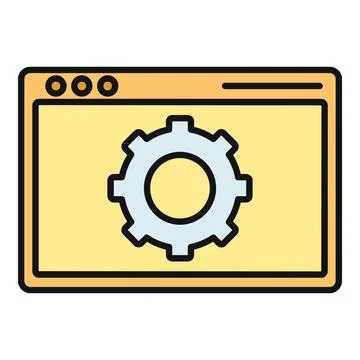 Website browser window with gear settings icon Illustrazione stock