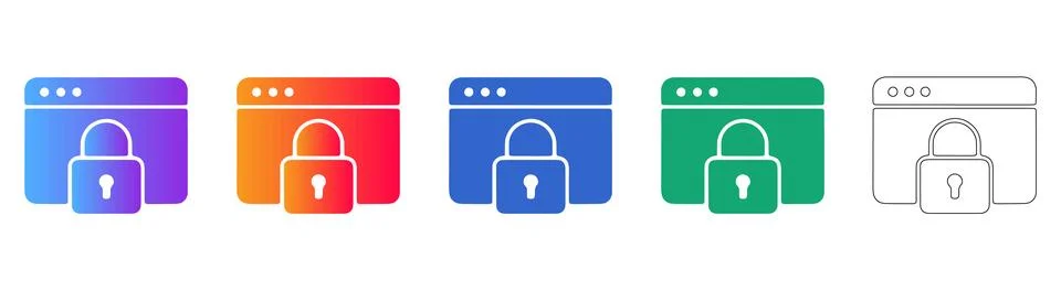 Website browser window security padlock icon 스톡 일러스트