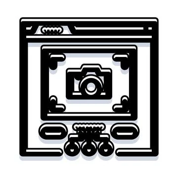 Website browser window showing camera icon interface Stock Illustration