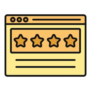 Website browser window showing four star rating feedback イラスト素材