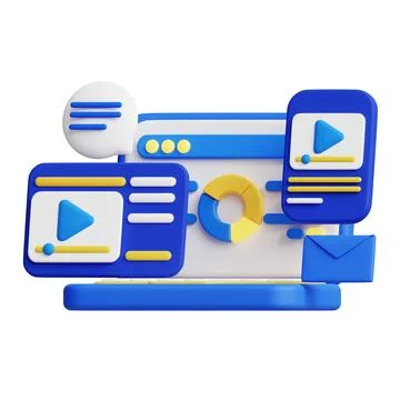 Website Builder 3D Animated Concept. Stock Photos