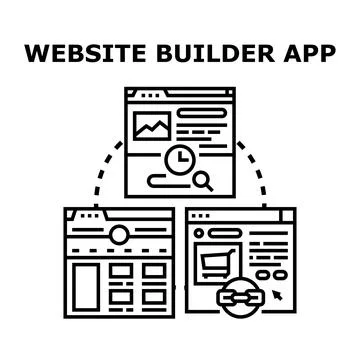 Website builder app developing online platforms and sites 스톡 일러스트