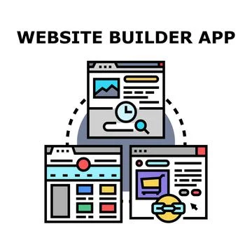 Website builder app developing online platforms and sites Illustrazione stock