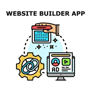 Website builder app planning and development concept Stock Illustration