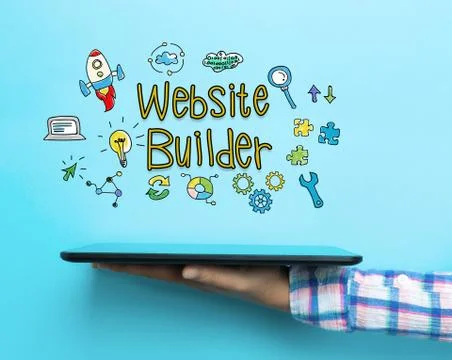 Website Builder concept with a tablet Stock Illustration