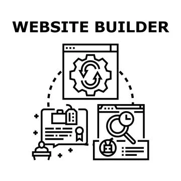 Website builder creating online platform and digital presence Stock Illustration