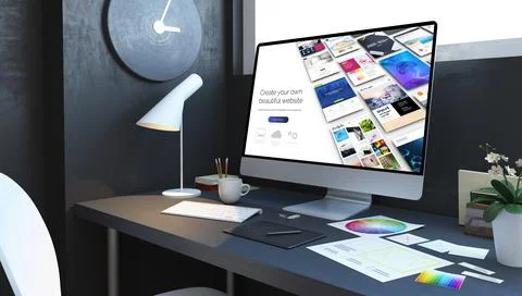 Website builder design workspace Stock Illustration