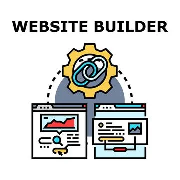 Website builder development creating pages and applications Illustrazione stock