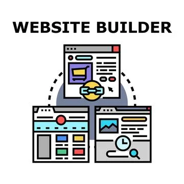 Website builder pages developing digital online business Stock Illustration