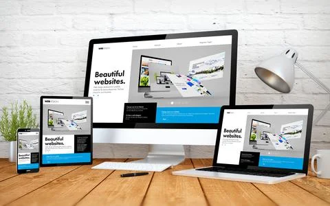Website builder responsive design screen multidevices Stock Illustration