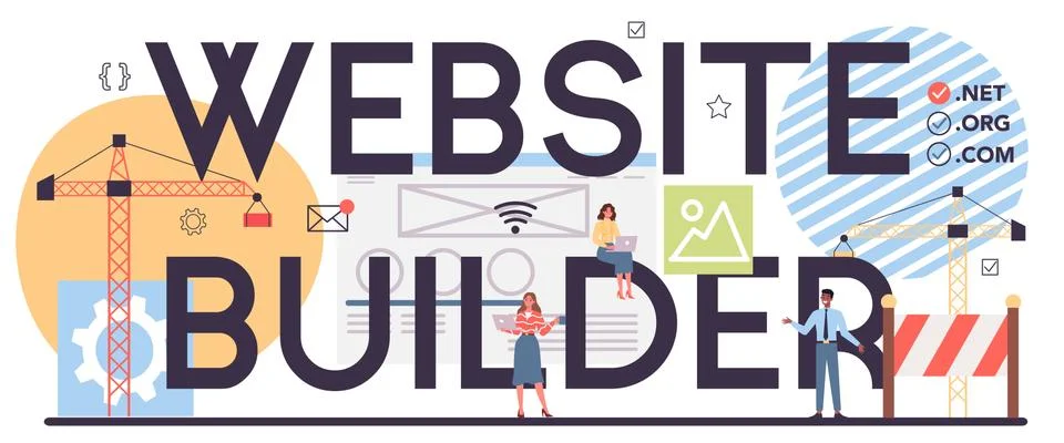 Website builder typographic header. Support and development イラスト素材