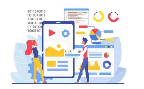 Website building and optimization process application 스톡 일러스트