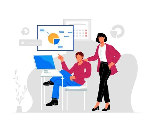 Website with business analytics studying infographic, flat vector illustration. Stock Illustration