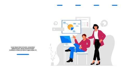 Website with business analytics studying infographic, flat vector illustratio イラスト素材