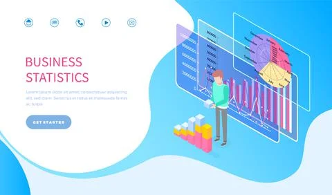 Website, business statistics, vector visual presentation, growing graphics 스톡 일러스트