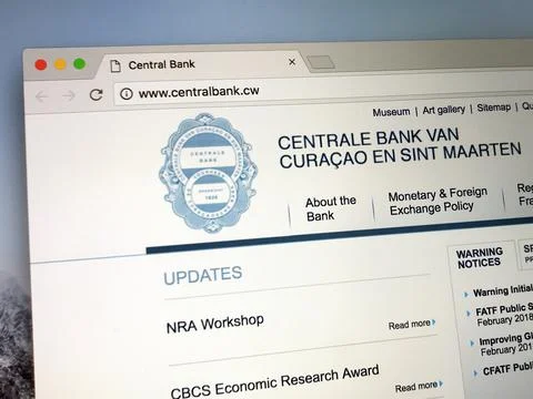 Website of The Central Bank of Curaçao and Sint Maarten Stock Photos