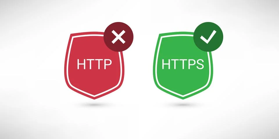 Website Certificate Badges - Secure and Insecure Network Connections Stock Illustration