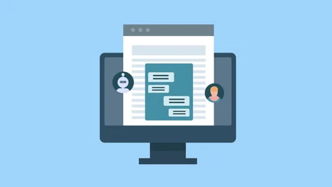 Website chatbot answering user enquiry, Ai chat bot 2d with alpha matte Stock Footage 336039279