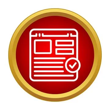 Website checkmark icon verifying document completion Illustrazione stock