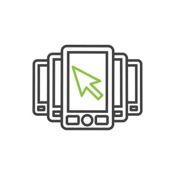 Website clicks icon w pointer icon - unscrupulously acquiring website clicks Stock Illustration