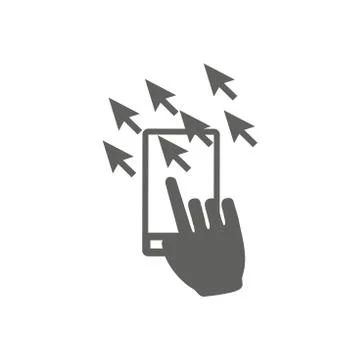 Website clicks icon w pointer icon - unscrupulously acquiring website clicks Stock Illustration