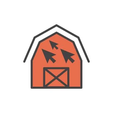 Website clicks icon w pointer icon - unscrupulously acquiring website clicks Stock Illustration