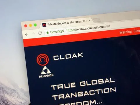 Website of CloakCoin Foto stock