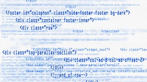 Website code scrolling - real HTML &amp; JavaScript - seamless loop Stock Footage 80729361